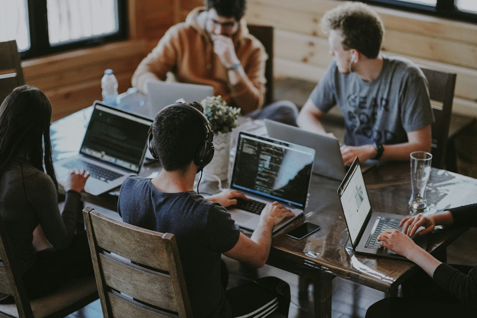Delivery team working together on a client system